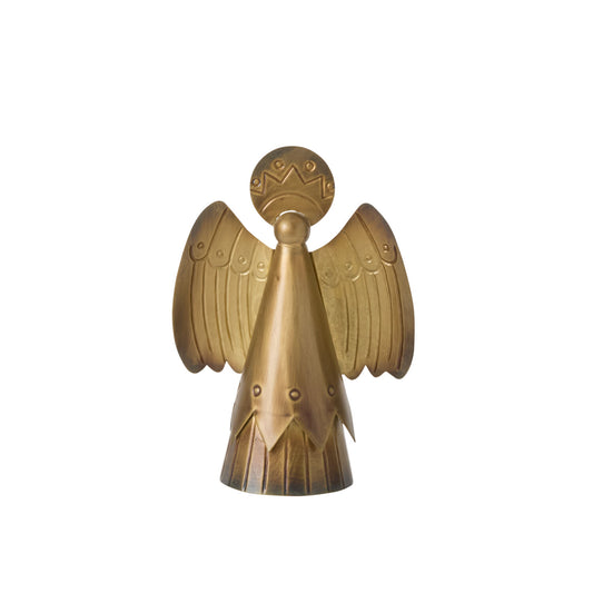Gold Metal Angel Figurine - Vintage Finish (10")