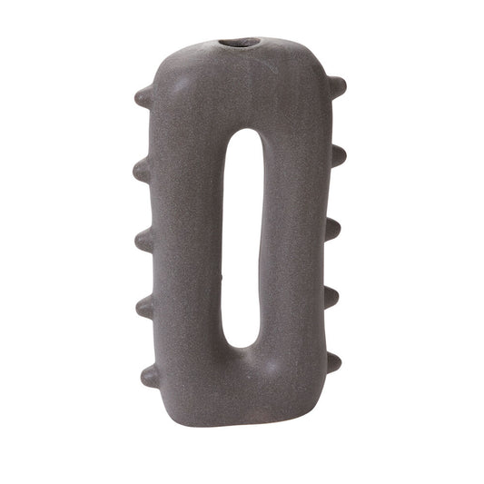 Matis Ceramic Bud Vase - Smoky Grey with Dimensional Knobs