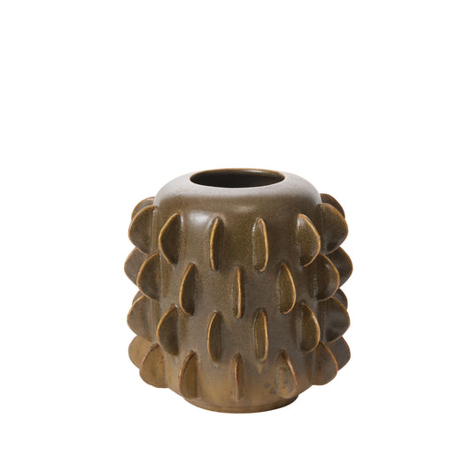 Millay Ceramic Vase - Moss Ombre with Textured Design (Medium)