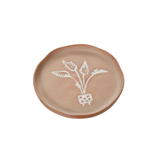 Hayseed Round Speckled Ceramic Serving Tray Set - Natural (Set of 4)