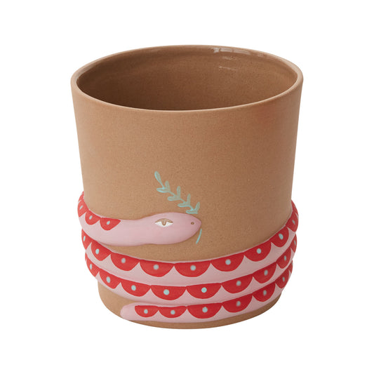 Pink Snake Ceramic Planter - Coiled Design