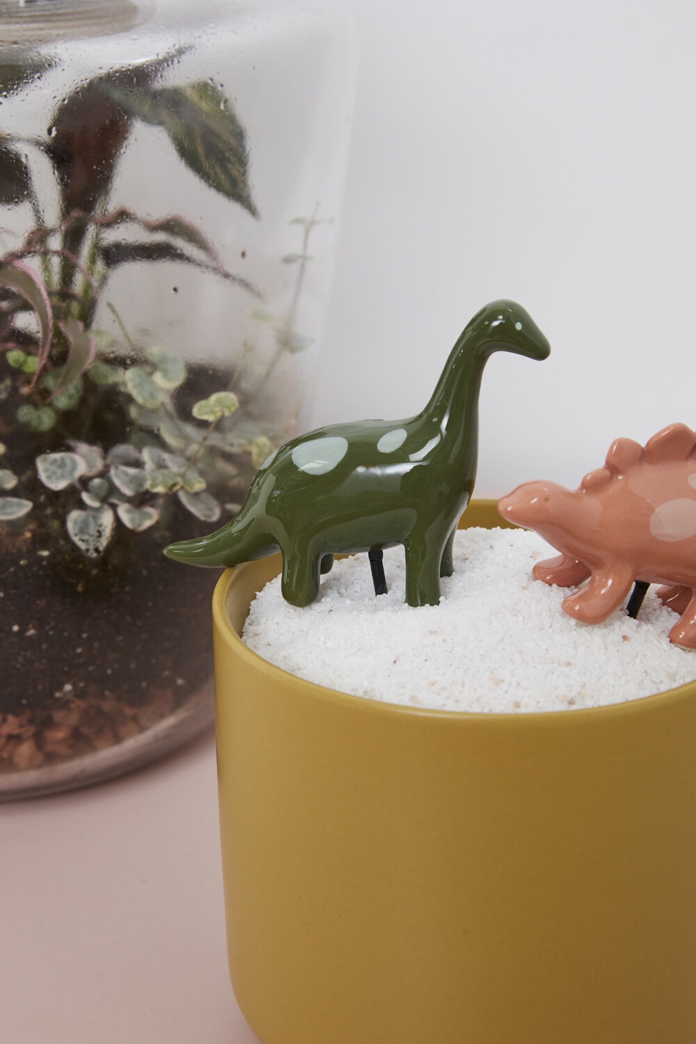 Ceramic Dinosaur Plant Sticks - Hand Painted (Set of 2)