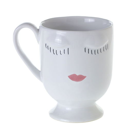 White Ceramic Face Mug - Minimalist Design