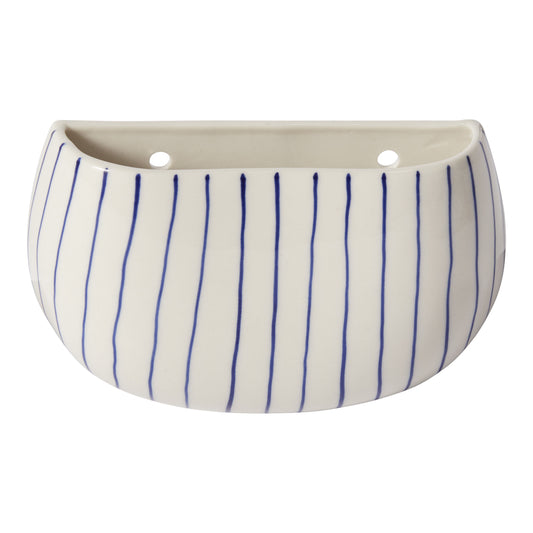 Wim Wall Planter - Blue Striped Ceramic (Single)