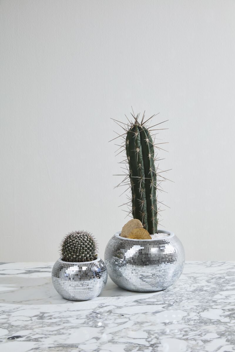 Mirrored Disco Ball Ceramic Planter - Small Pot