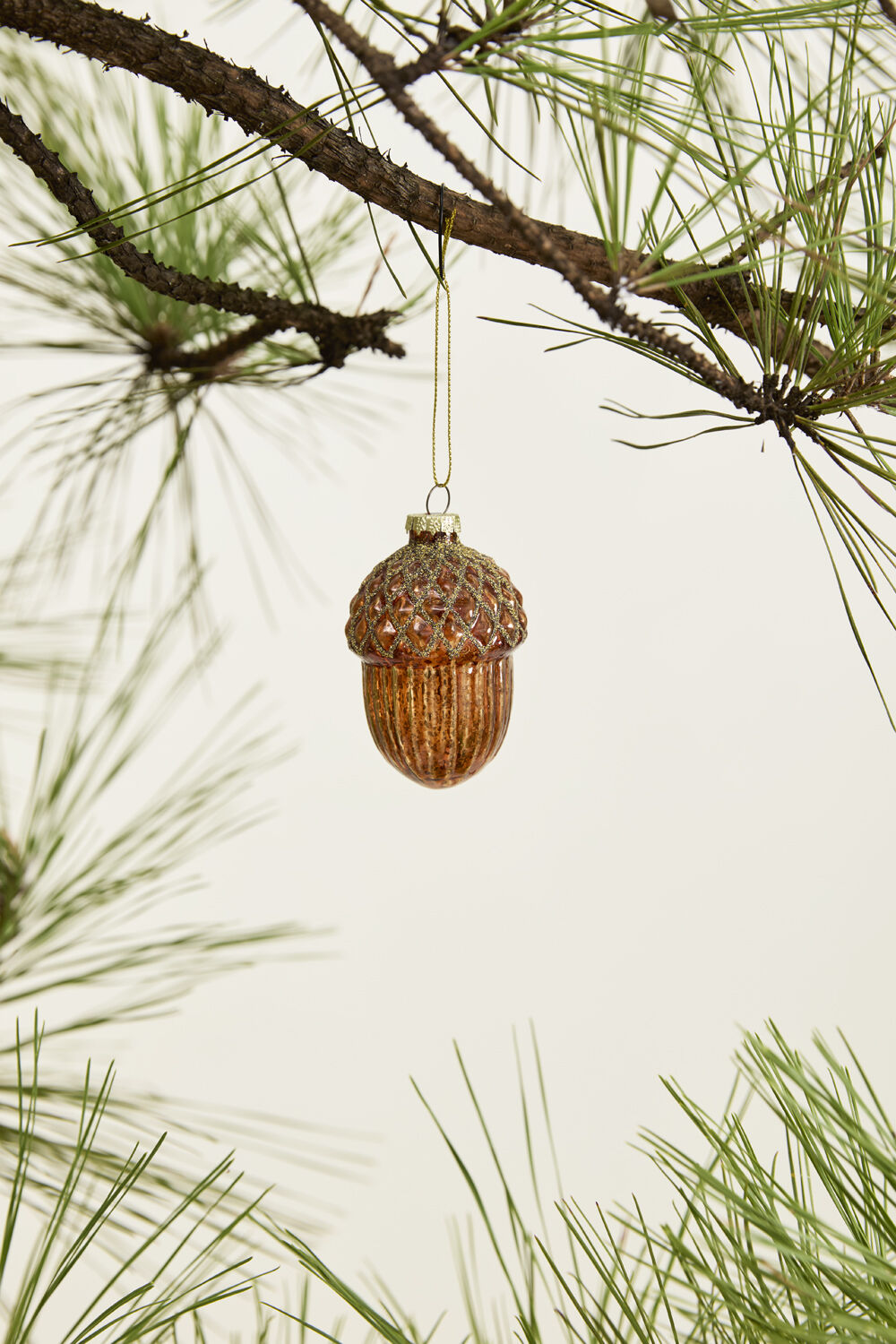 Gilded Acorn Glass Ornaments - Mercury Glass (Set of 6)