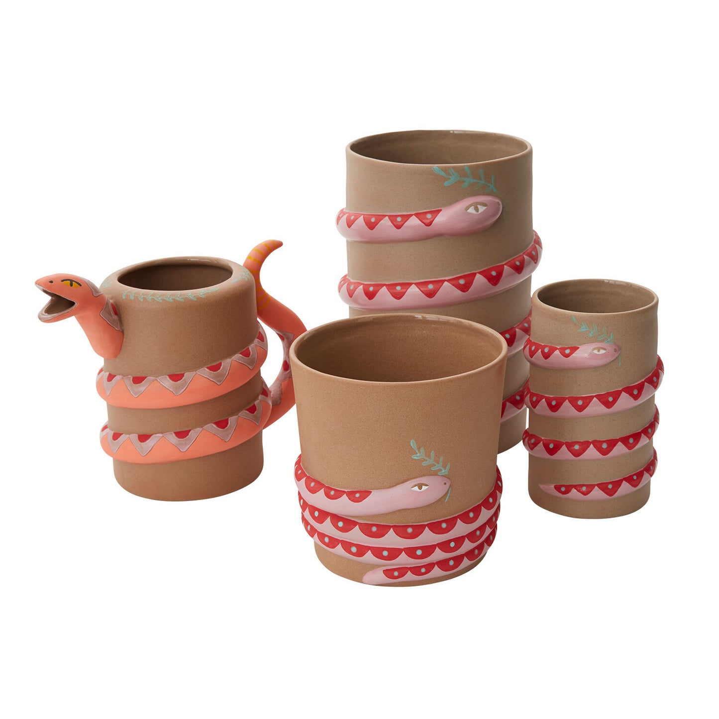 Pink Snake Ceramic Watering Can - Coiled Design