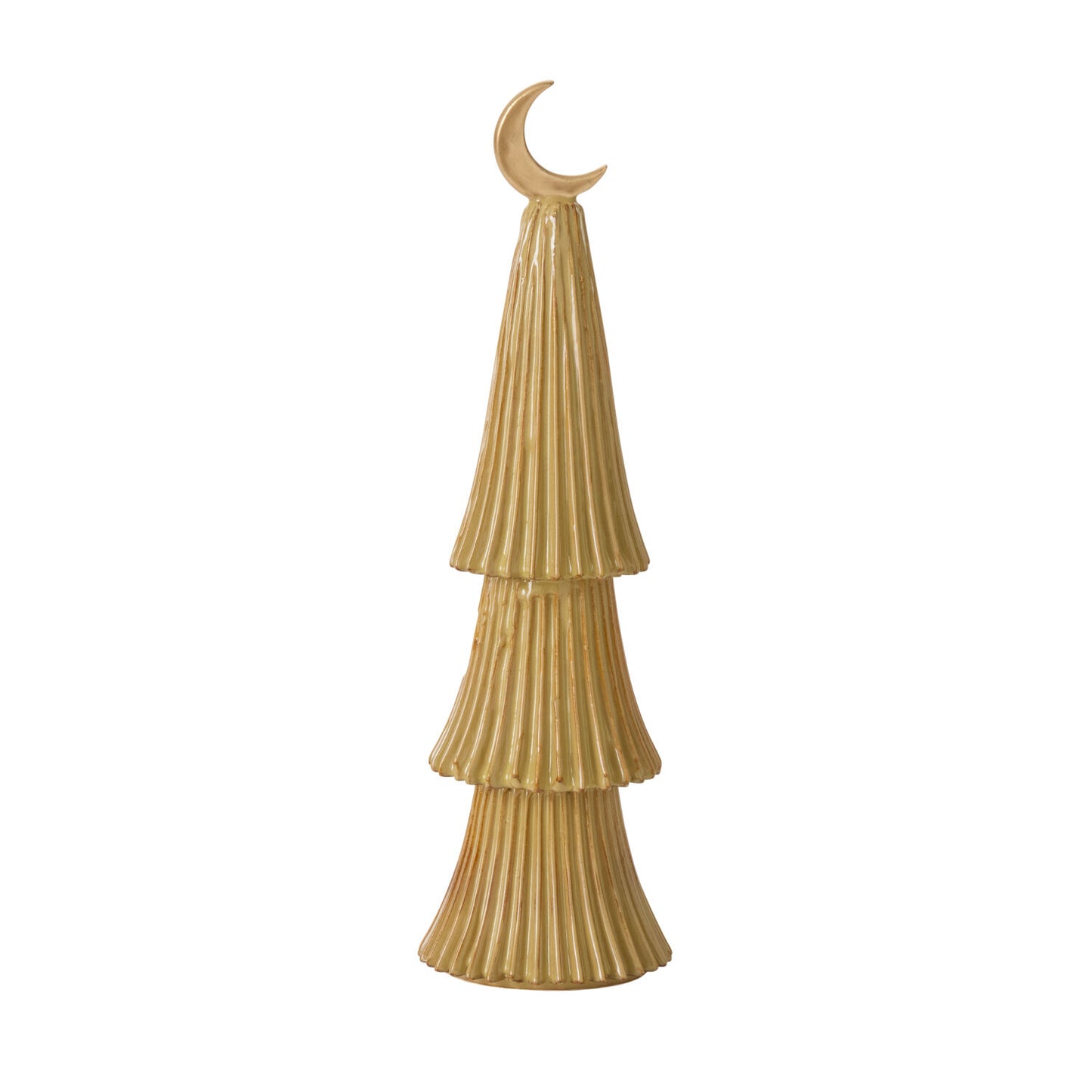 Village Ceramic Christmas Tree - Ochre with Moon Topper