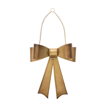 Large Metal Bow Decoration - Aged Brass Finish