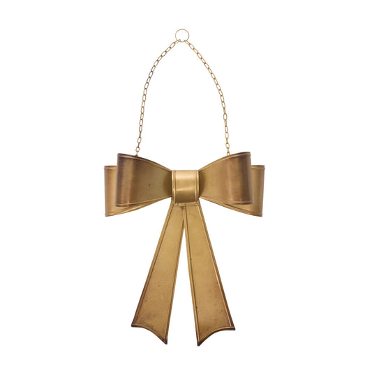 Large Metal Bow Decoration - Aged Brass Finish