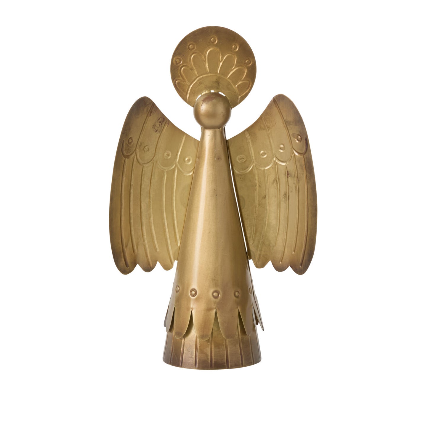 Gold Metal Angel Figurine - Vintage Finish (14")