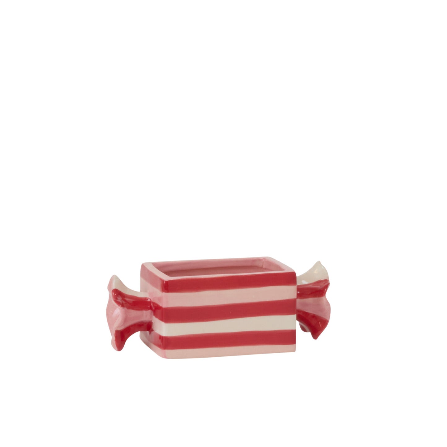 Bonbon Candy-Shaped Ceramic Planter - Red & Pink Stripes