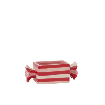 Bonbon Candy-Shaped Ceramic Planter - Red & Pink Stripes