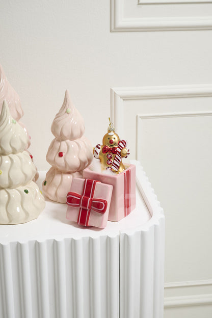 Pink Gift Box Ceramic Canister - Red Bow Lid