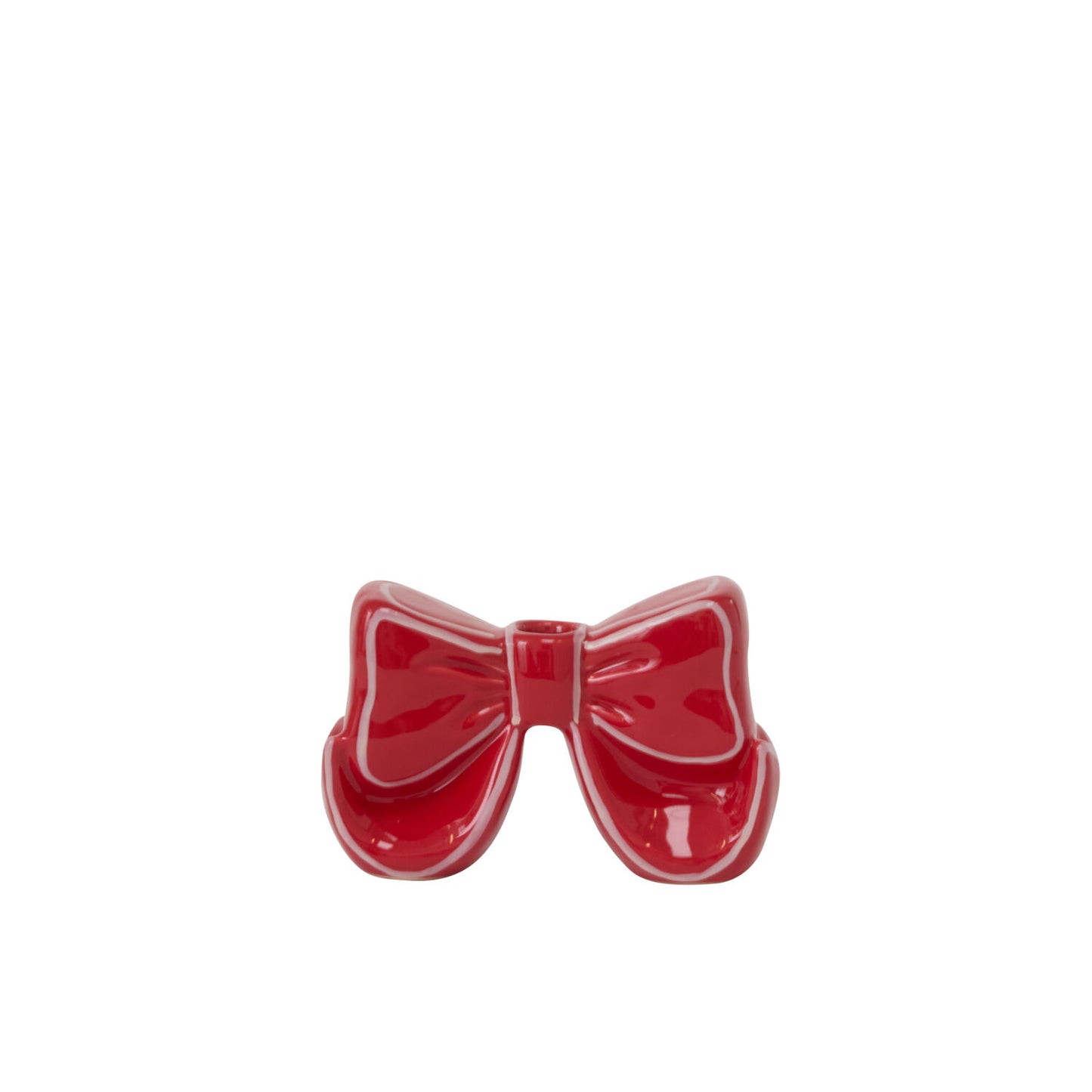 Red Bow Ceramic Taper Candle Holder