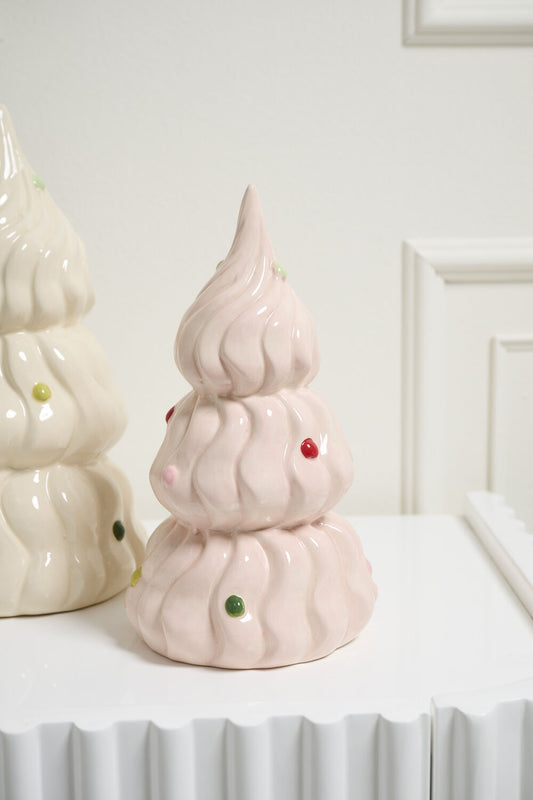 Confectionery Ceramic Christmas Tree - Soft Pink (10")