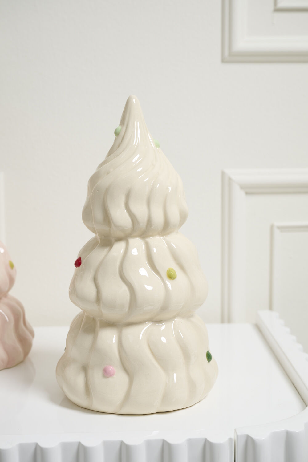 Confectionery Ceramic Christmas Tree - Creamy White (12")