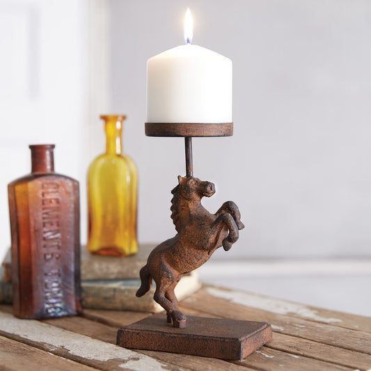 Cast Iron Horse Candle Holder - Rustic Western