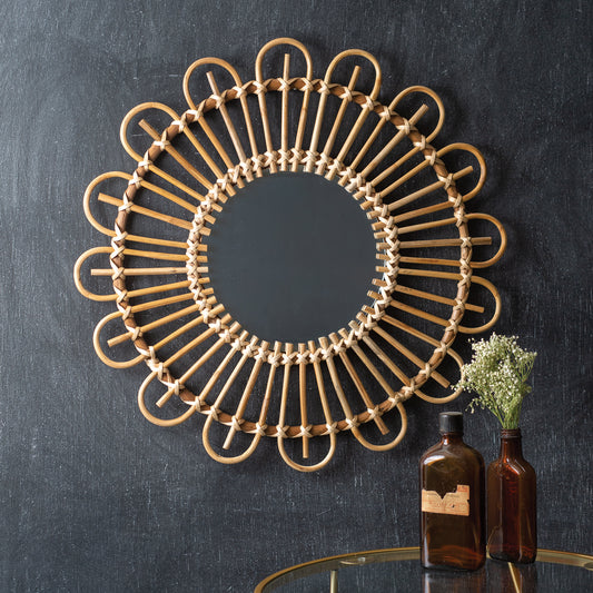 Round Rattan Wall Mirror - 23"