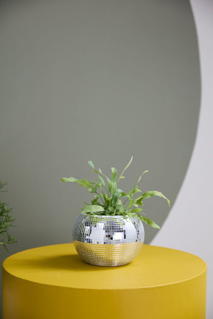 Mirrored Disco Ball Ceramic Planter - Small Pot