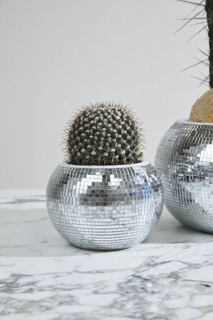 Mirrored Disco Ball Ceramic Planter - Small Pot