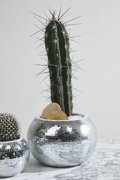 Mirrored Disco Ball Ceramic Planter - Large Pot