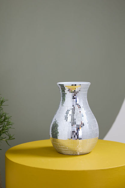 Mirrored Disco Ball Ceramic Planter - Vase