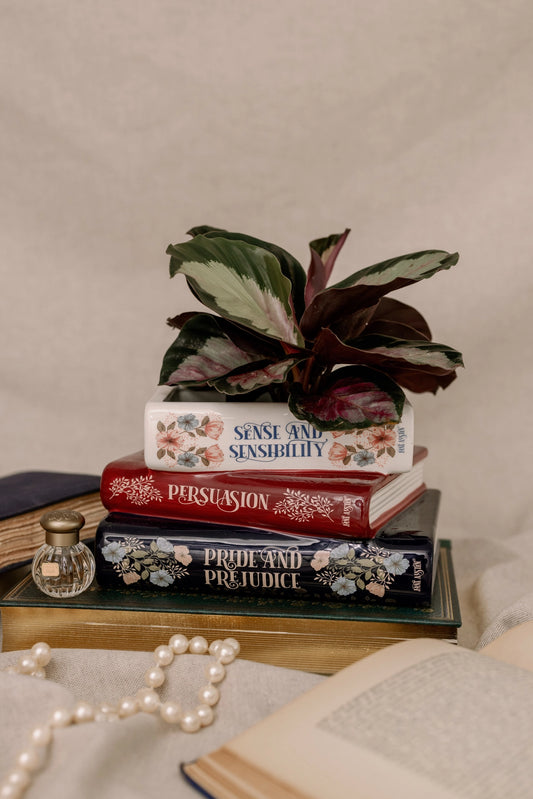 Stacked Books Planter - The Austen Edition