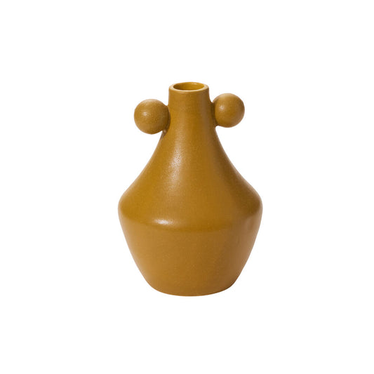 Matis Ceramic Bud Vase - Ochre with Ball Handles