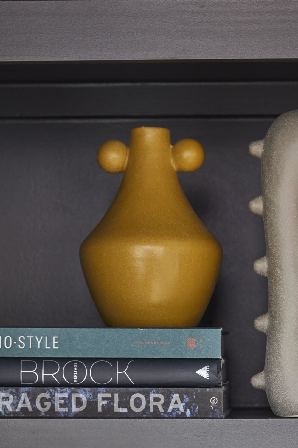 Matis Ceramic Bud Vase - Ochre with Ball Handles