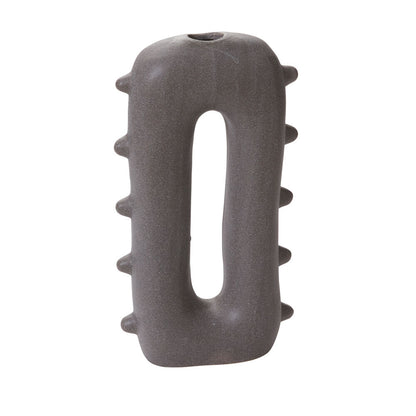 Matis Ceramic Bud Vase - Smoky Grey with Dimensional Knobs