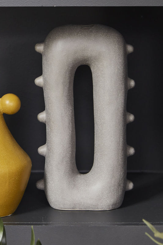 Matis Ceramic Bud Vase - Smoky Grey with Dimensional Knobs