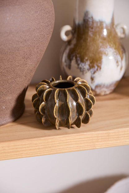 Millay Ceramic Bud Vase - Moss Ombre with Textured Design