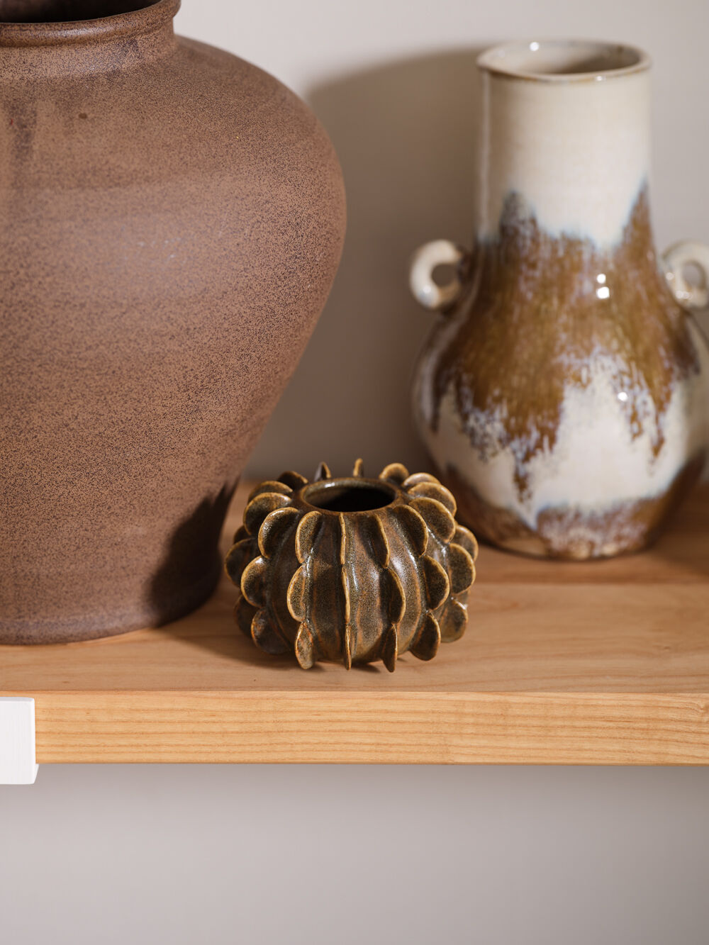 Millay Ceramic Bud Vase - Moss Ombre with Textured Design