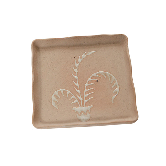 Hayseed Square Speckled Ceramic Serving Tray Set - Natural (Set of 4)