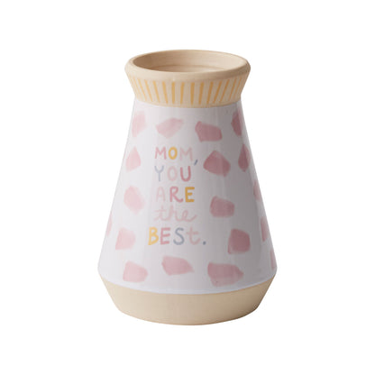 Motherhood Ceramic Vase - "Mom, You Are The Best" Small