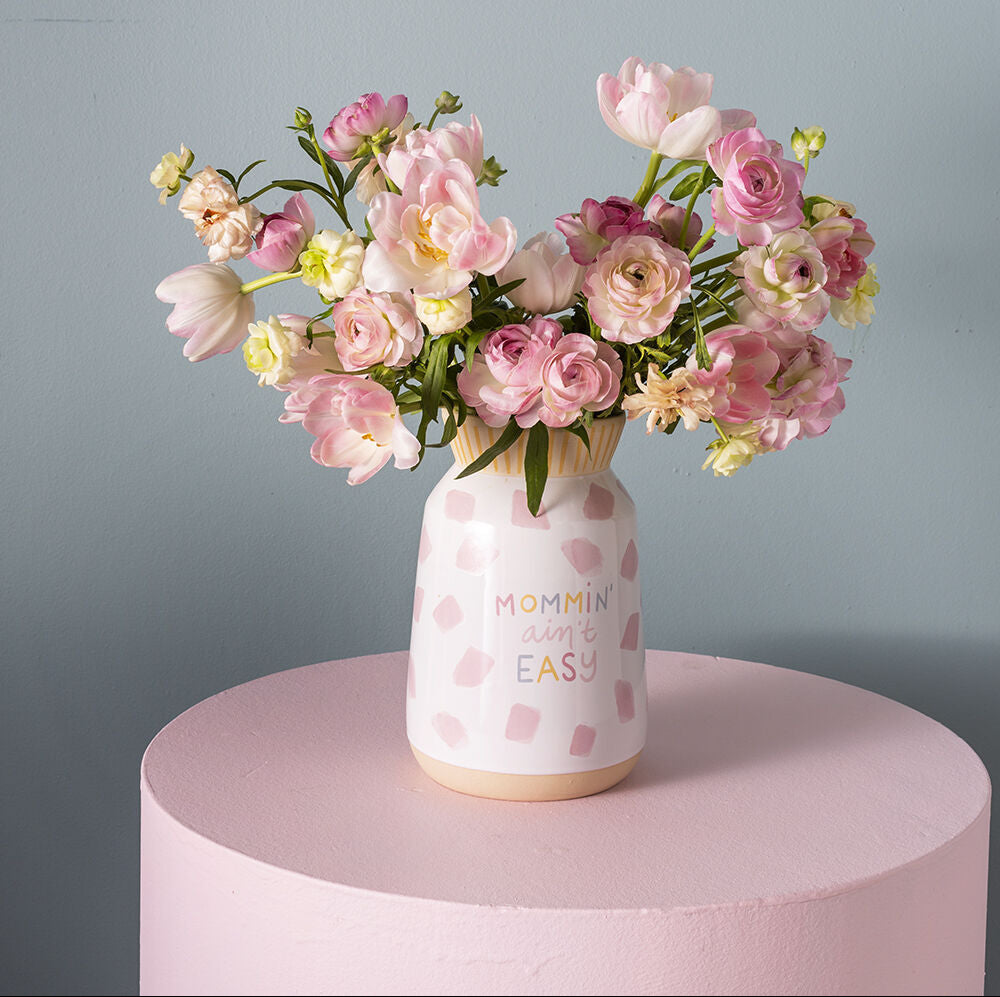 Motherhood Ceramic Vase - "Mommin' Ain't Easy" Medium