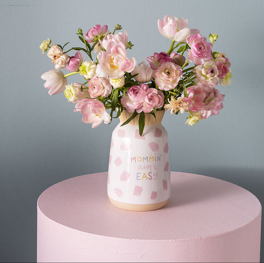 Motherhood Ceramic Vase - "Mommin' Ain't Easy" Medium