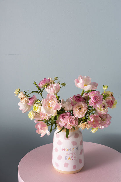 Motherhood Ceramic Vase - "Mommin' Ain't Easy" Medium