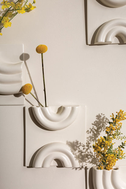 Mara Arched Ceramic Wall Planter - White