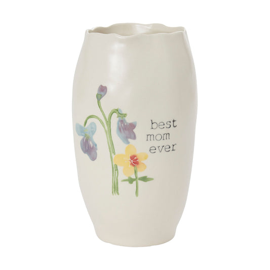 Best Mom Watercolor Ceramic Vase