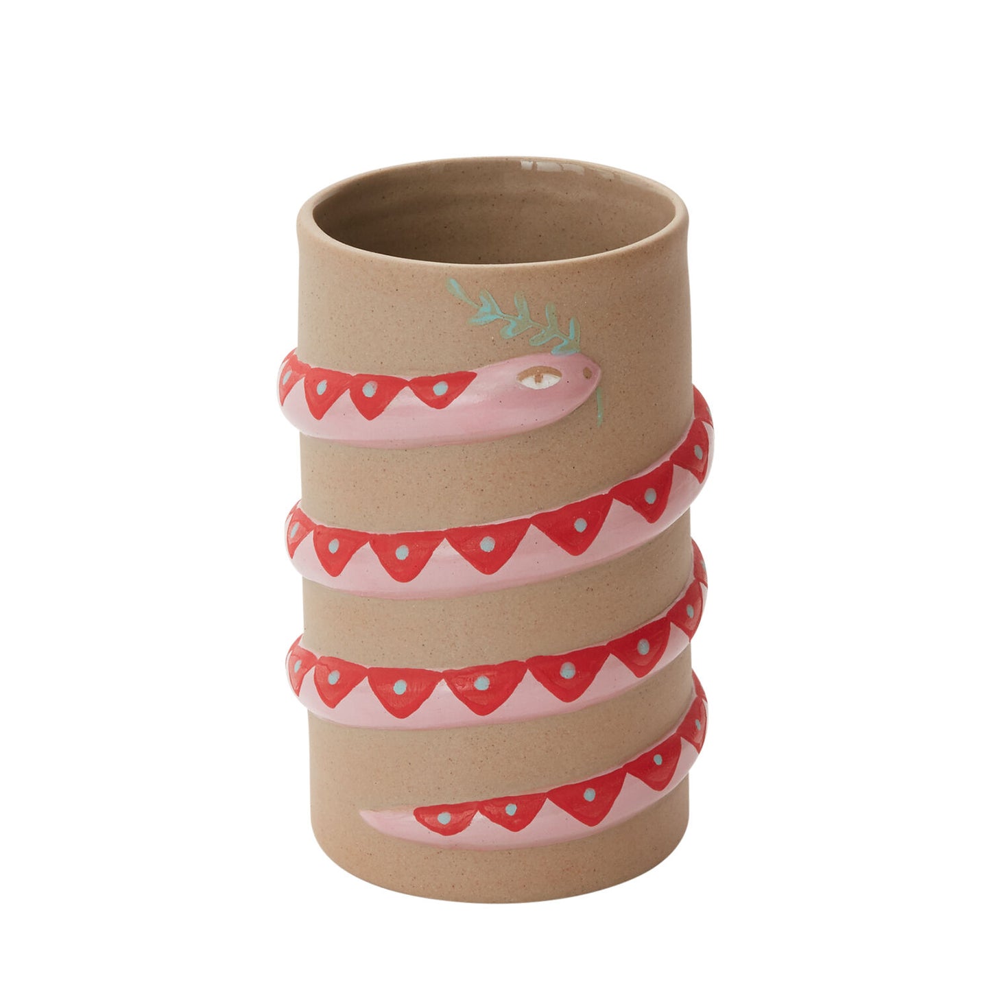 Pink Snake Ceramic Planter Vase Small - Coiled Design