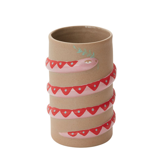 Pink Snake Ceramic Planter Vase Small - Coiled Design