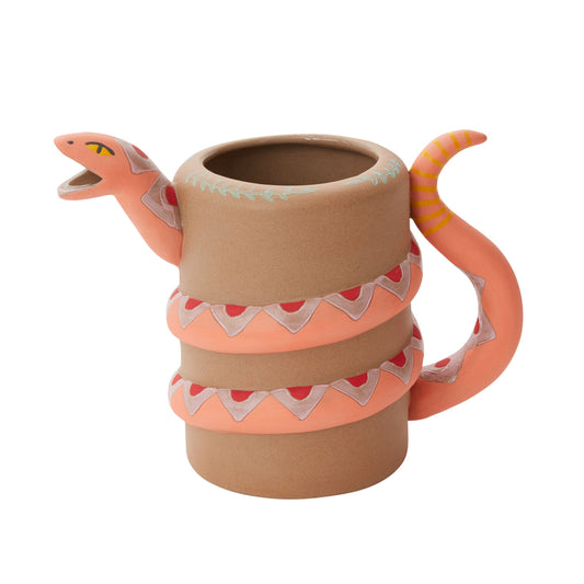 Pink Snake Ceramic Watering Can - Coiled Design