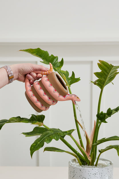 Pink Snake Ceramic Watering Can - Coiled Design