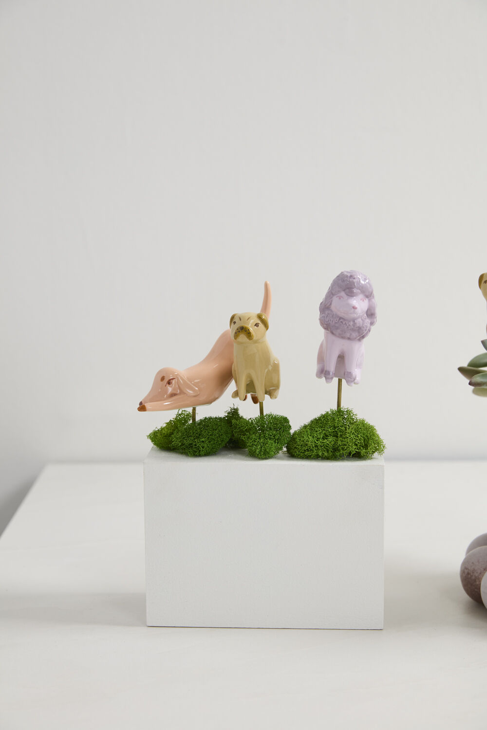 Ceramic Dog Plant Sticks - Hand Painted (Set of 3)