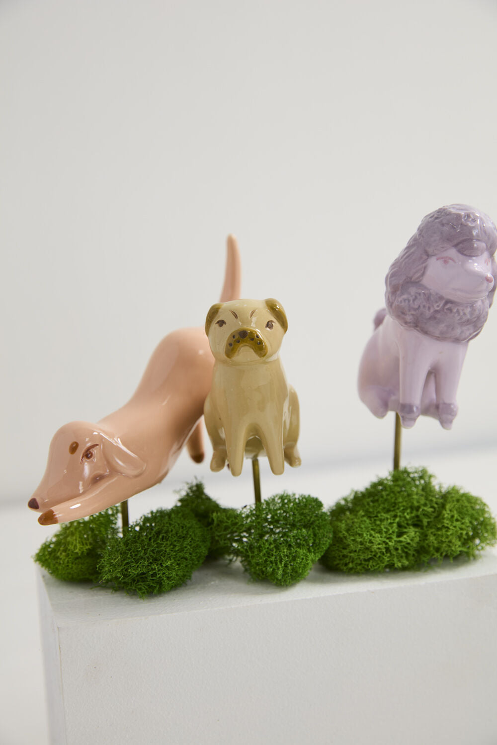 Ceramic Dog Plant Sticks - Hand Painted (Set of 3)