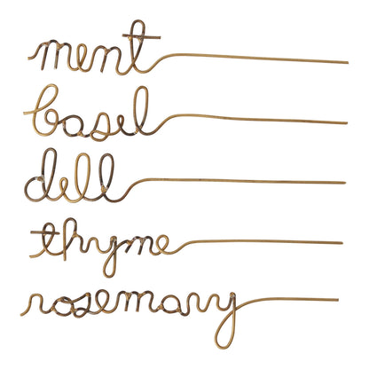 Gold Wire Herb Garden Markers - Set of 5