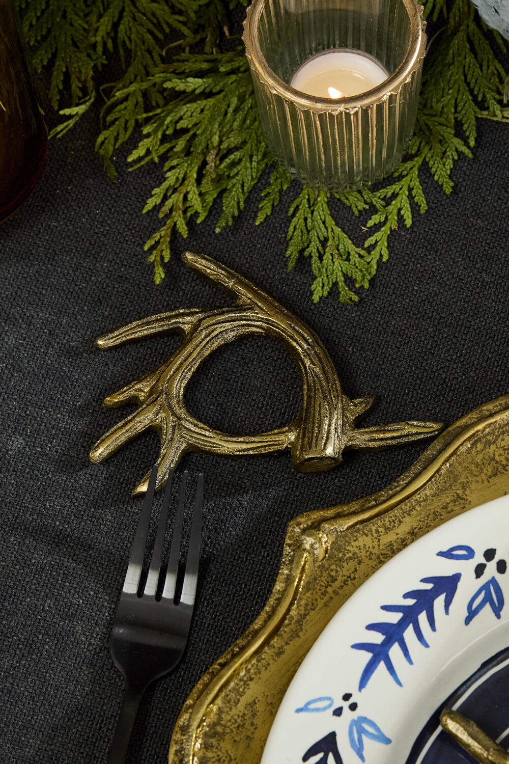 Elk Napkin Rings - Antique Gold Cast Aluminum (Set of 6)