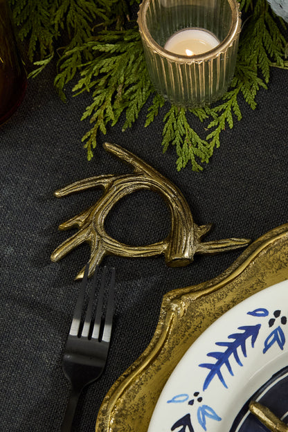 Elk Napkin Rings - Antique Gold Cast Aluminum (Set of 6)